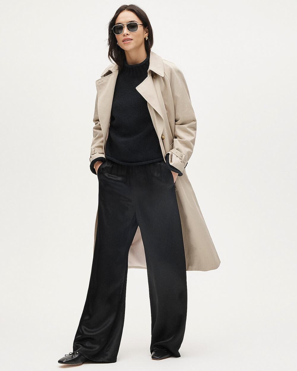 J.Crew Cosmo Pant Black Luxurious Luster Charmeuse Elegant Size Tall Medium